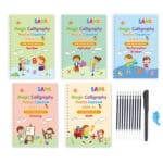 5 pcs Magic Practice Book Set with 5 Sis, 1 Pen and 1 Gripper for age 3+ Kids | PreSchool Handwriting Book for Kids - All in One Magic in One Set for Babies - Kids Developments Gifts