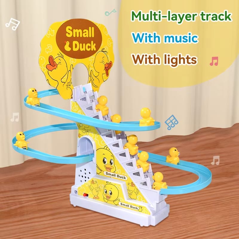 Hc93f809360c643f78b56dc23d5e819fcK Small Duck— অটোমেটিক স্লাইডিং হাঁস সিঁড়ি খেলনা - Image 1