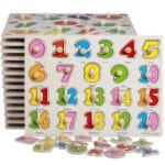 123 Wooden 3D Peg Puzzle English Number Set - Montessori Smart Educational Toy For Children