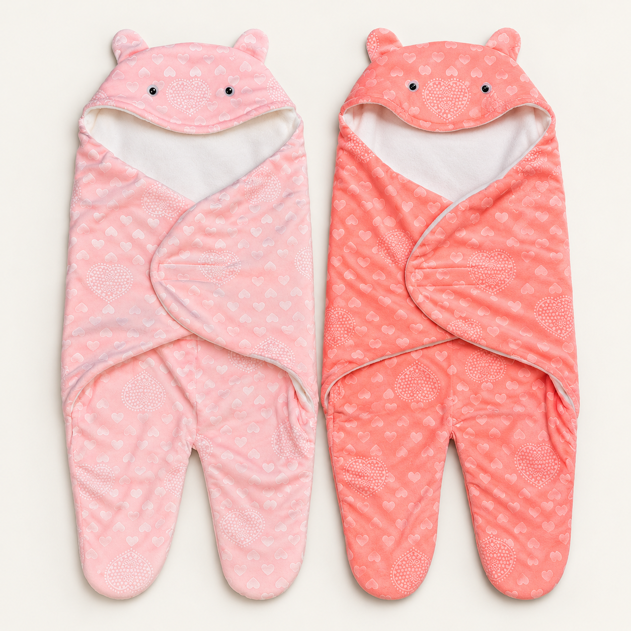Two baby wrap blankets on ivory-7 Baby Blanket for Babies- গোলাপি + কোরাল - Image 1